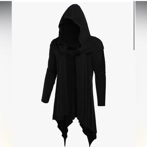 Black tunic hooded sweatshirt goth minimalist punk